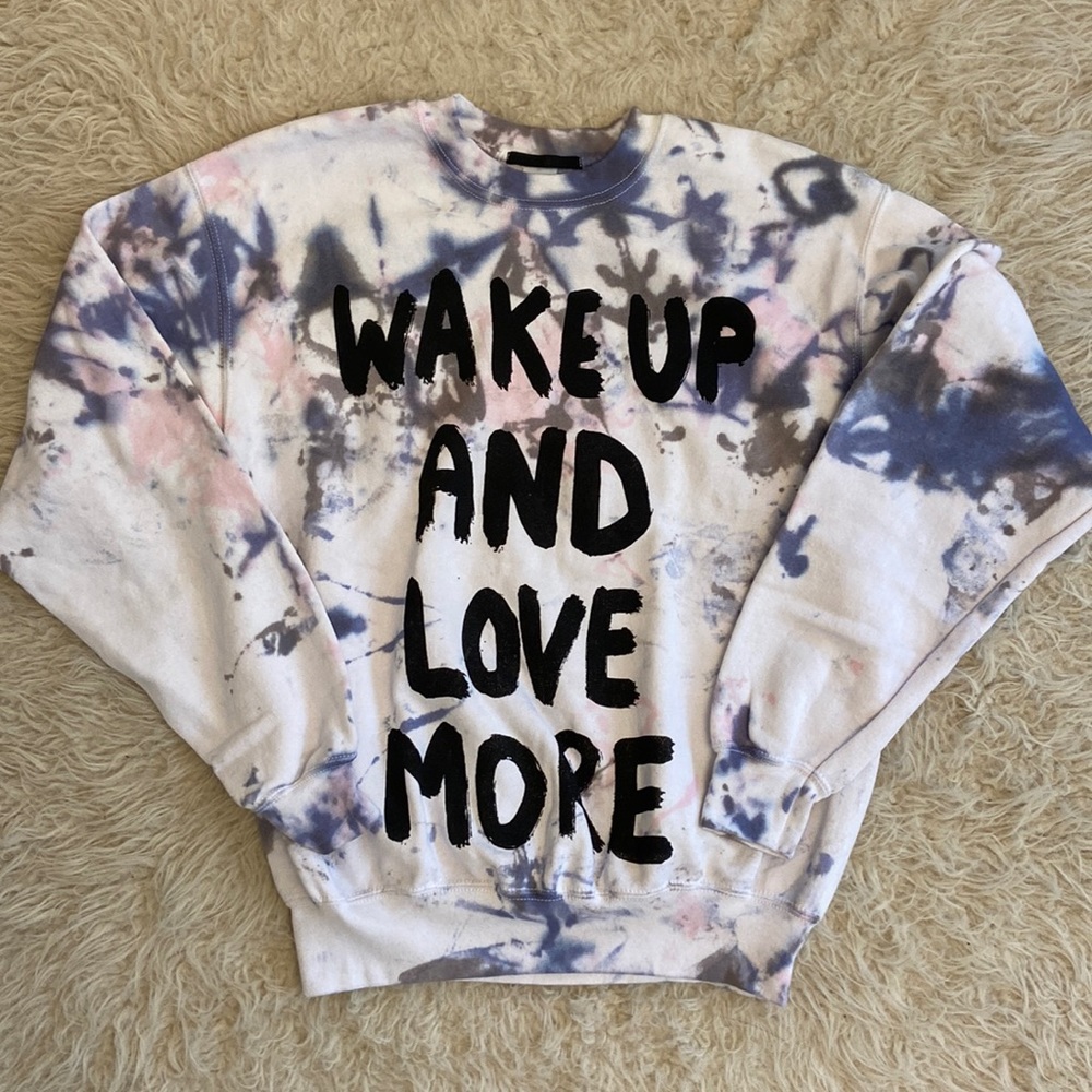 NWOT Black Score UK Love More Tie Dye Crewneck Sweatshirt
